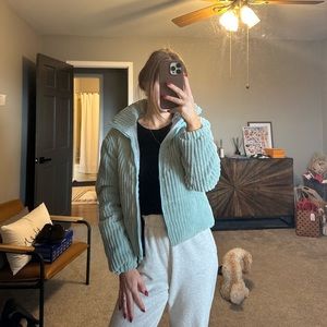 Blue Cropped Puffy Jacket